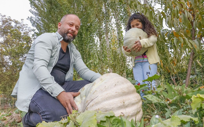 Diyarbakır'da şehir hayatını sıkılıp terk etti! Dev kabakları biyolog kuzeniyle yetiştiriyor - Resim: 4