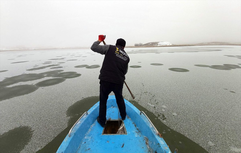 Sivas Hafik Gölü'nün yüzeyi kısmen buz tuttu - Resim: 1