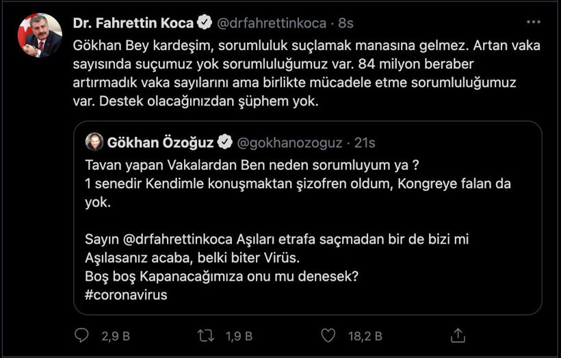 Athena Gökhan ile Sağlık Bakanı Fahrettin Koca'nın Covid-19 yazışması twitteri salladı - Resim: 3