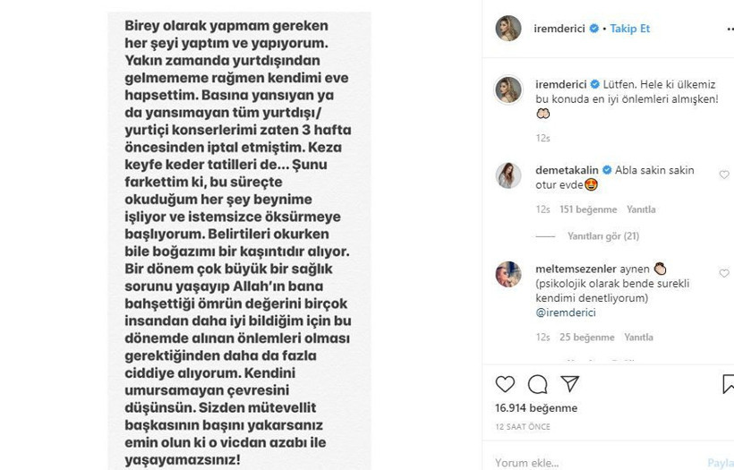 İrem Derici'den Coronavirüs önlemi geldi! Takipçilerini uyarmayı ihmal etmedi - Resim: 4
