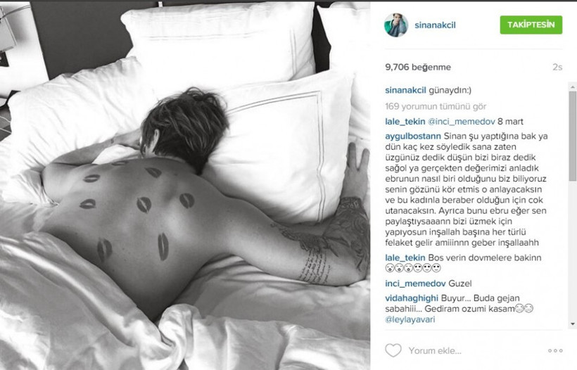 Sinan Akçıl'ın yatakta rujlu sırtı olay oldu! - Resim: 4