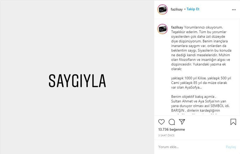 Fazıl Say'dan Ayasofya'nın cami yapılmasına tepki! İntikam mı alıyoruz - Resim: 4