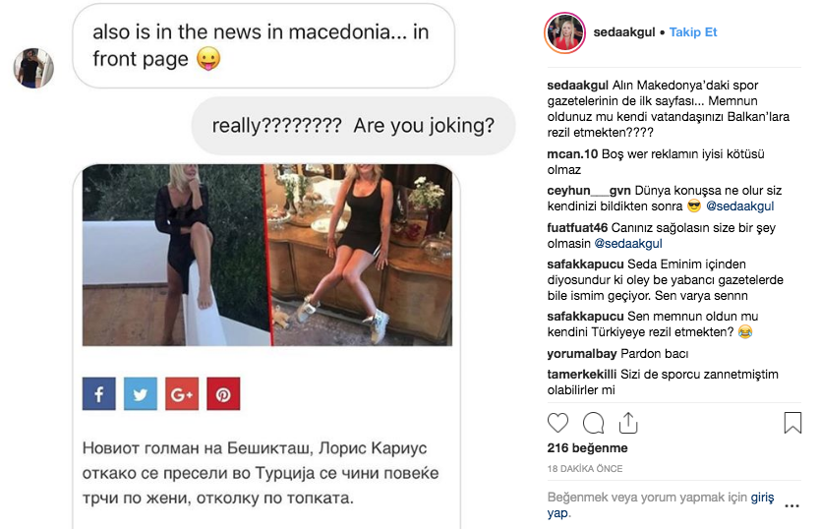 Seda Akgül'ün 'Beşiktaş’ın kalecisi gelse veririm' sözleri Sırp basınında - Resim: 4