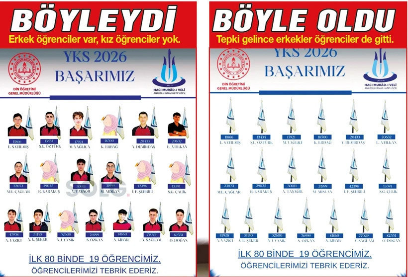 İmam hatipte tepki çeken afiş! YKS'de derece yapan kız öğrencilere sansür - Resim: 0