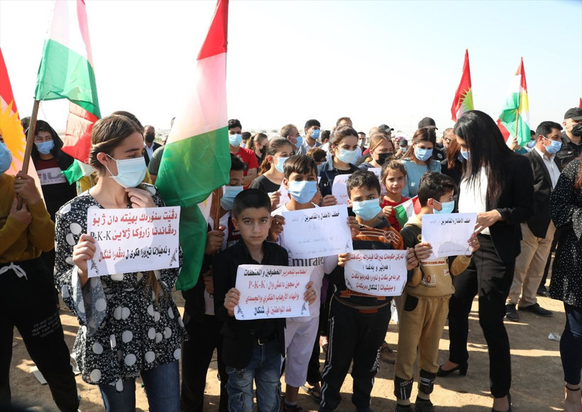 Irak'taki Ezidiler, terör örgütü PKK'nın Sincar'daki varlığını protesto etti - Resim: 3