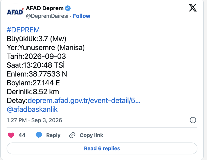 Manisa&rsquo;da deprem! AFAD b&uuml;y&uuml;kl&uuml;ğ&uuml;n&uuml; a&ccedil;ıkladı - Resim: 0