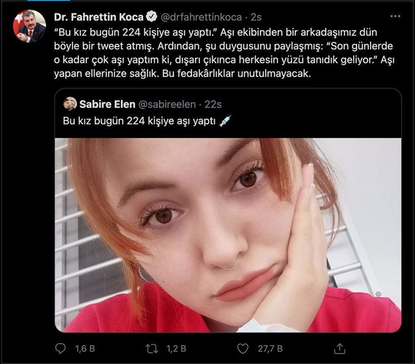 Bu kız 1 günde 224 kişiye aşı yaptı! Bakan Koca'nın teşekkür ettiği Sabira Hemşire konuştu - Resim: 2