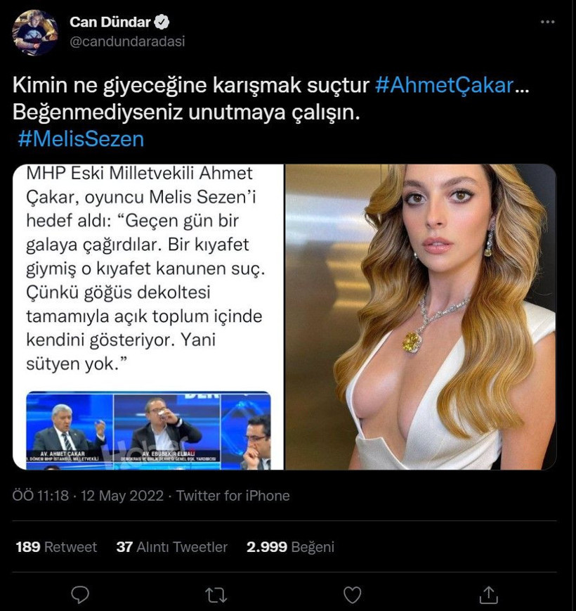 'Meme sarkması oluyor sütyen taksın' tepkisi! Ahmet Çakar'a ünlüler isyan etti Melis Sezen'e destek yağdı - Resim: 3
